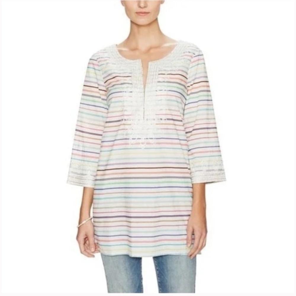 Calypso St. Barth Striped Multi Color Tunic Size Medium